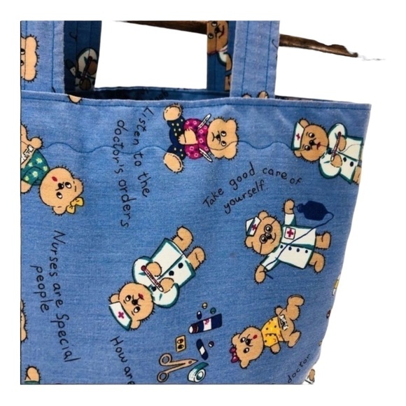 4/$45 HANDMADE Blue Teddy Bear Nurse Doctor Cloth Bag - Picture 2 of 3